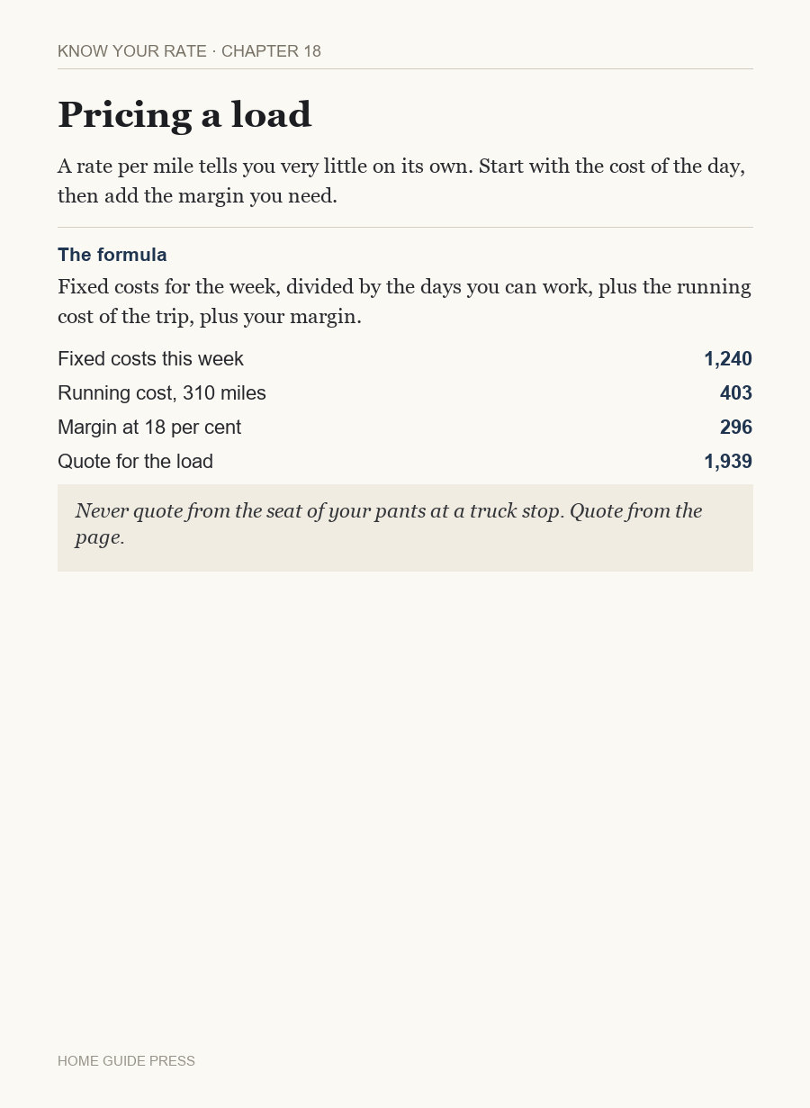 Page from Know Your Worth, Chapter 18: Pricing a Load Properly